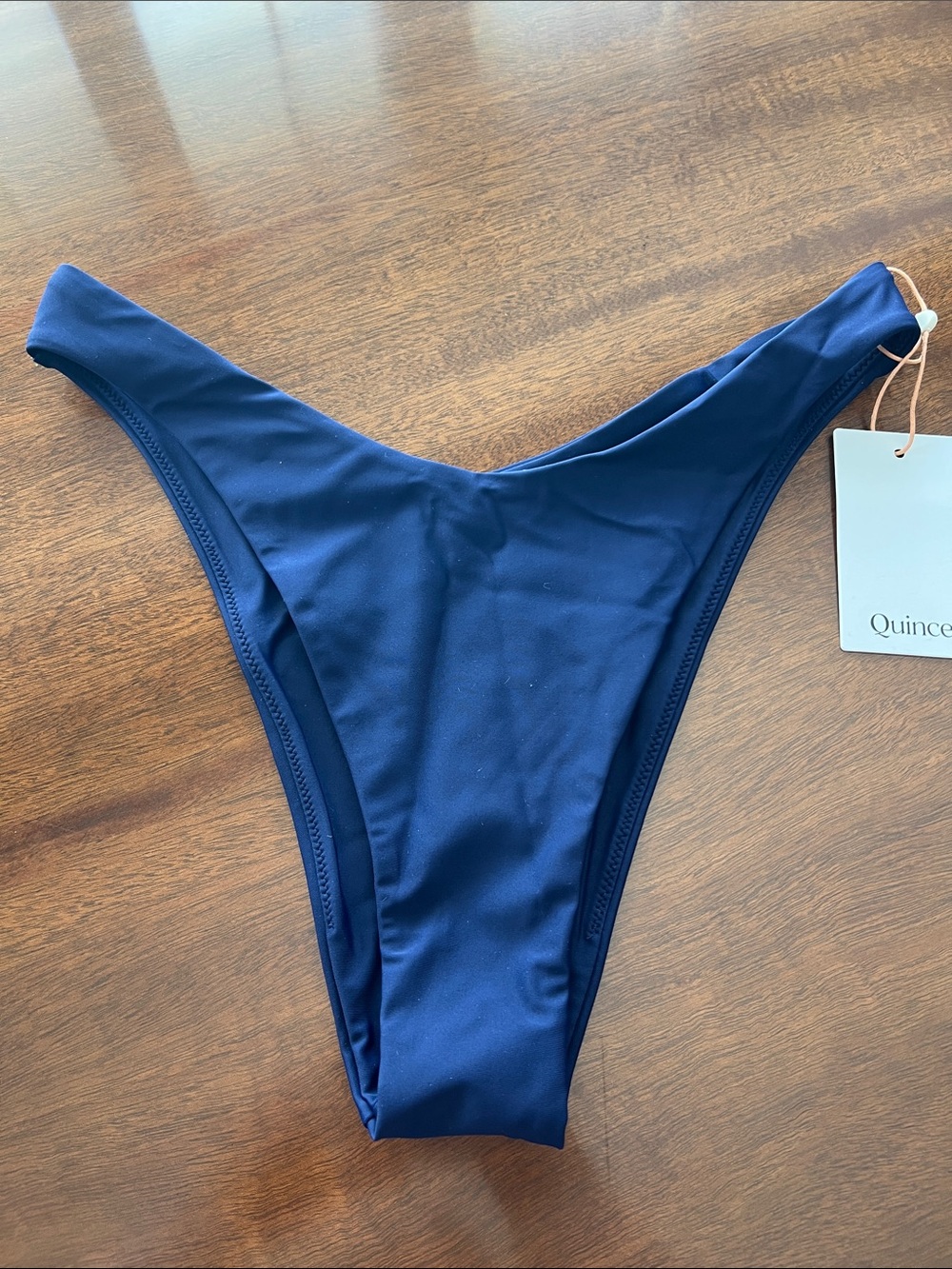 Quince Navy High-Cut Bikini Bottom